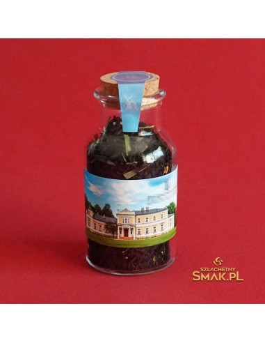 Szklany flakonik z herbatą i korkiem