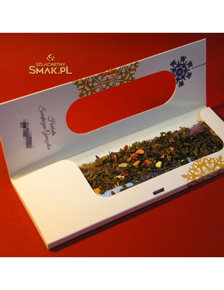 Saszetka kartonowa z herbatą świąteczną